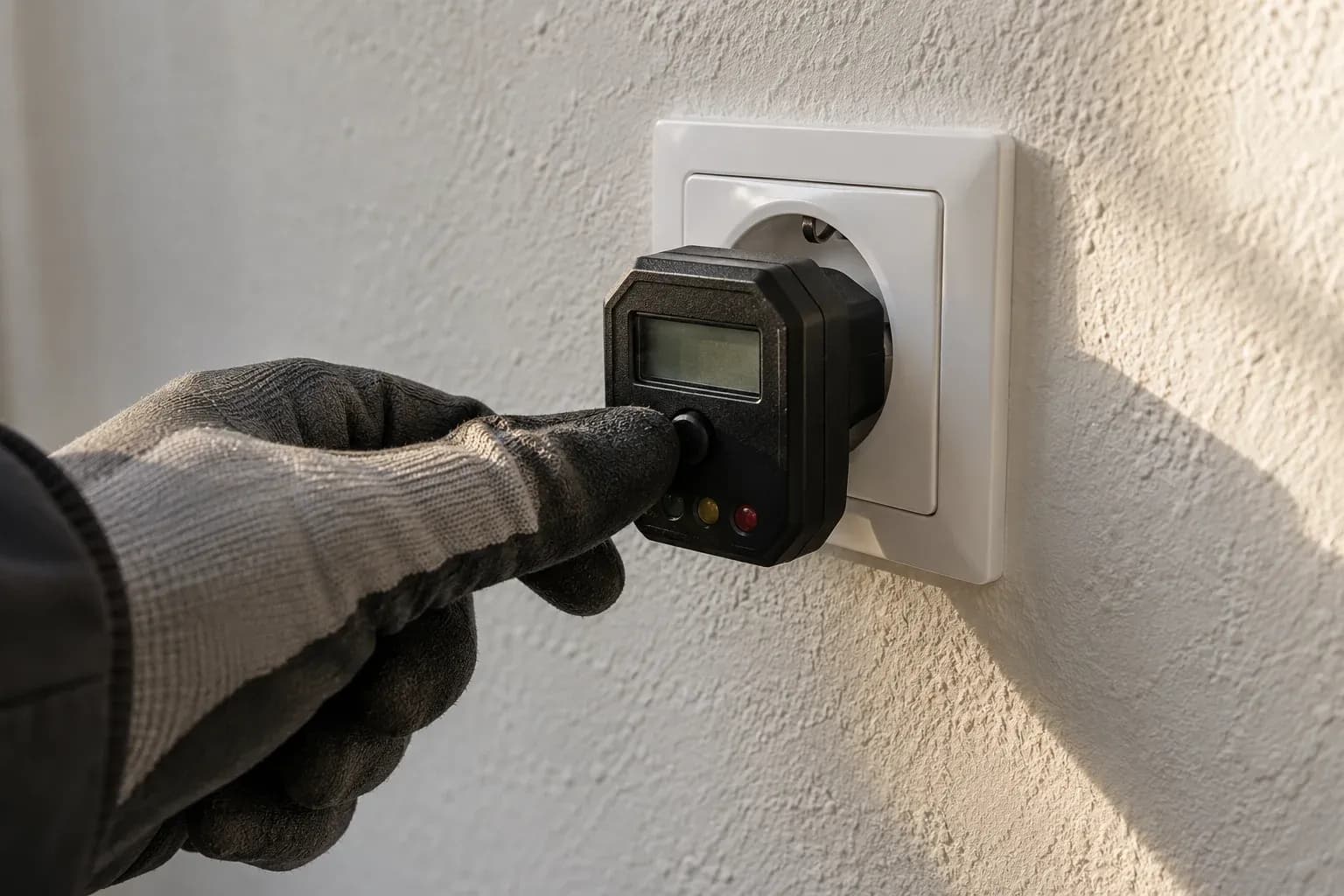 Проверка установленной закрытой розетки розеточным тестером